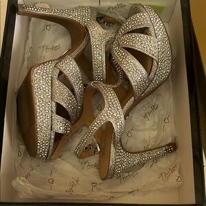 Thalia Sodi Silver Sparkle Heels